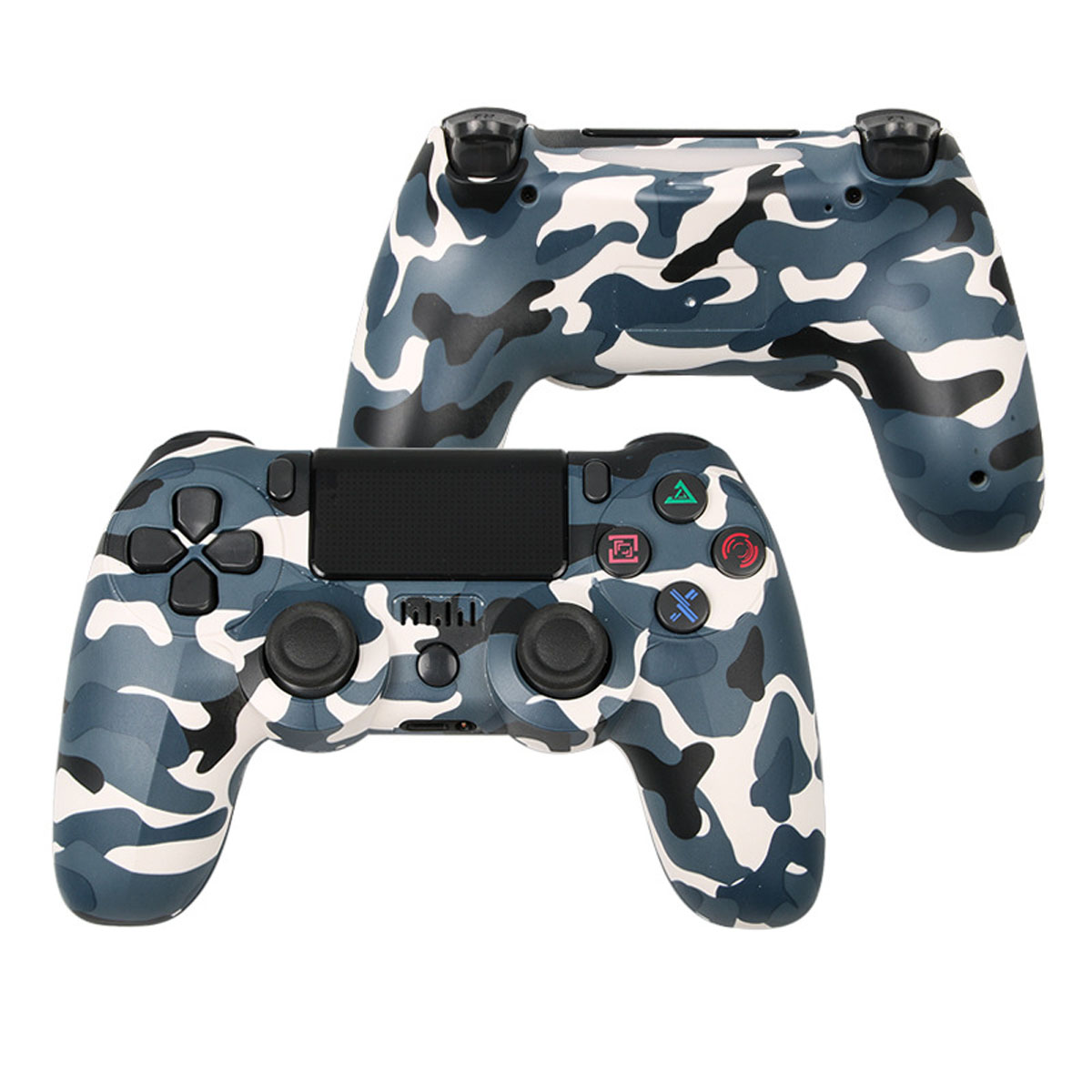 Camouflage Gamepad,Bluetooth Wireless für blau PC/PS4, Camouflage Controller Doppelseitig Controller, Gamepad, RESPIEL