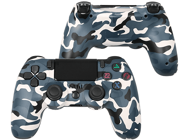 Wireless Gamepad, RESPIEL Controller für Doppelseitig Controller, PC/PS4, Camouflage Camouflage blau Gamepad,Bluetooth