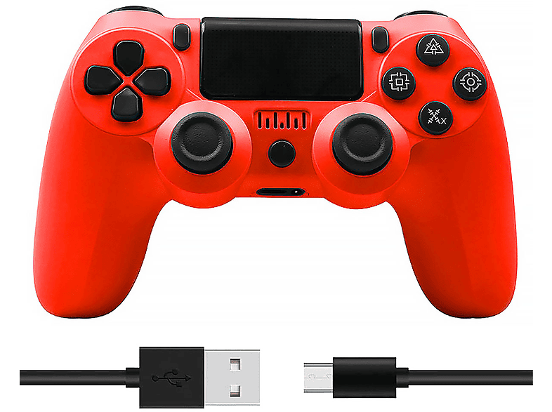 RESPIEL Gamepad, Bluetooth Controller, Wireless Gamepad, Rotes, für PC/PS3/PS4 Controller rot