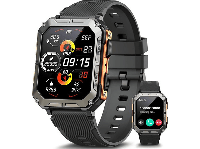 MANIKE NX3 Smartwatch steel - 140 Silikon, stainless mm, Schwarz 210