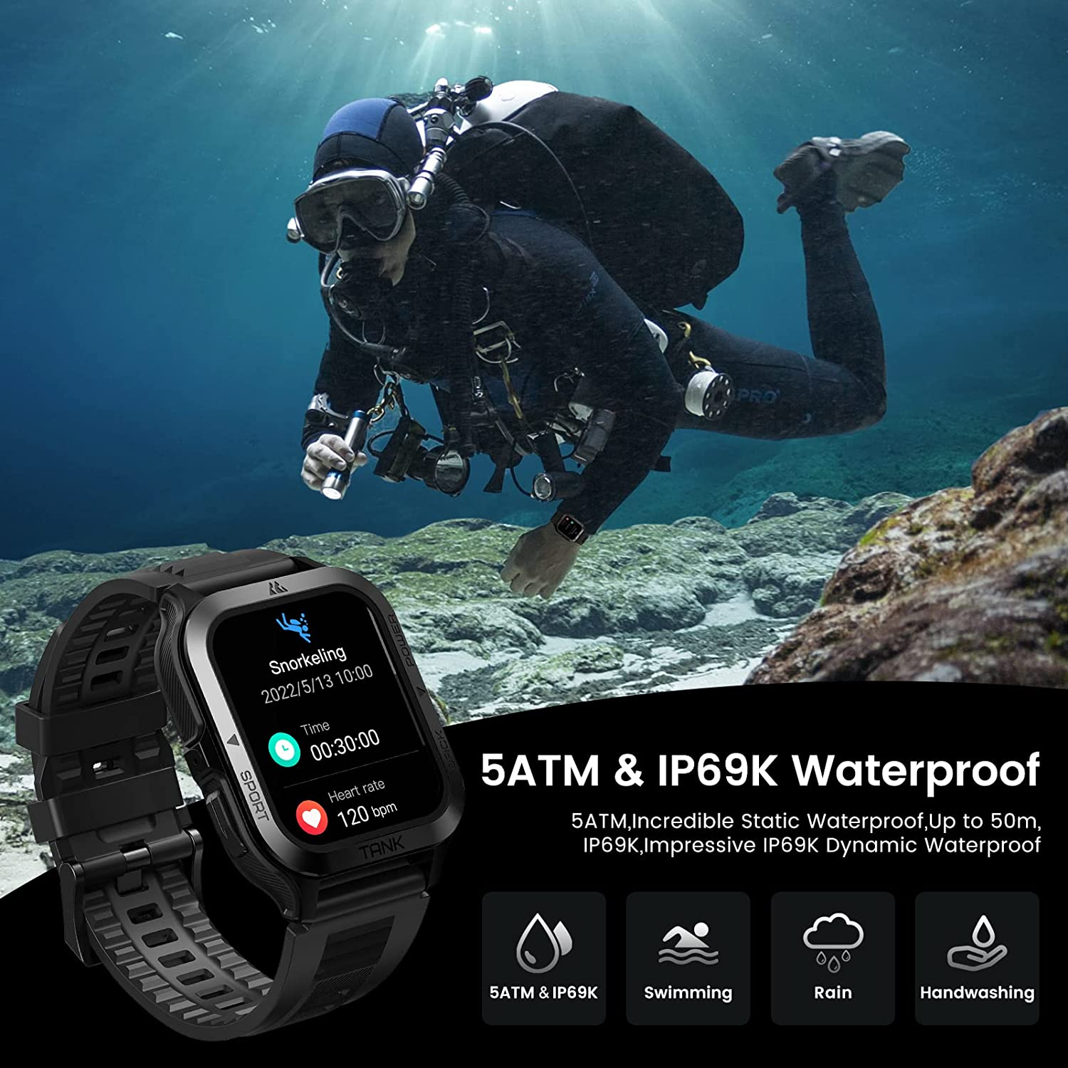 MANIKE NX3 Smartwatch stainless mm, Silikon, Schwarz 140 steel - 210