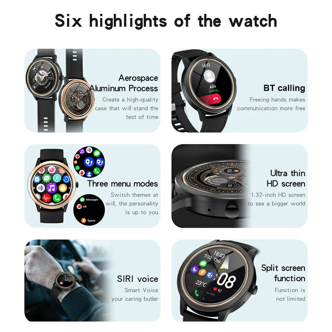 MANIKE A60 Smartwatch stainless Schwarz 140 - mm, Silikon, 210 steel
