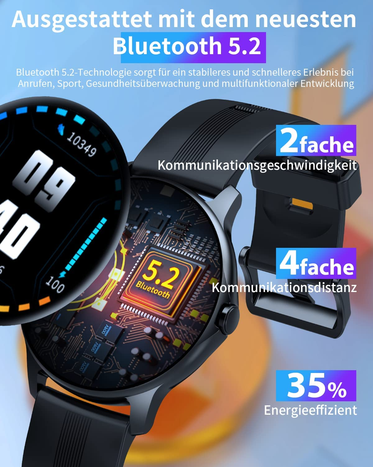 MANIKE A60 Smartwatch stainless Schwarz 140 - mm, Silikon, 210 steel