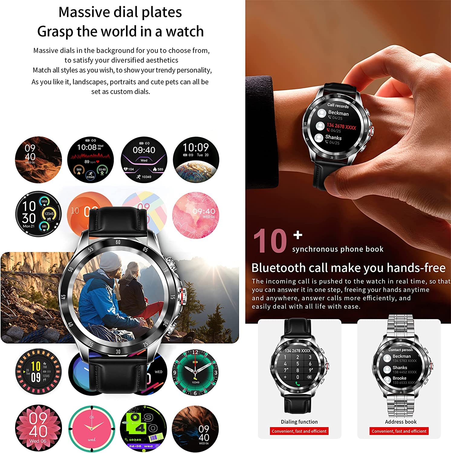 MANIKE NX1 mm, Business - steel black 140 ionized Smartwatch Stainless Schwarz Leder, Smartwatch AMOLED 210