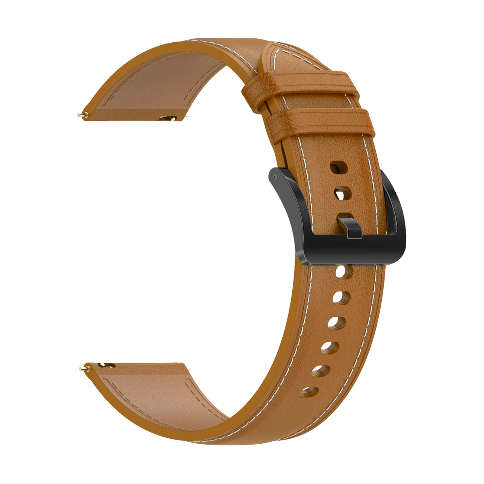Ein braunes Leder-Armband mit schwarzer Schnalle.