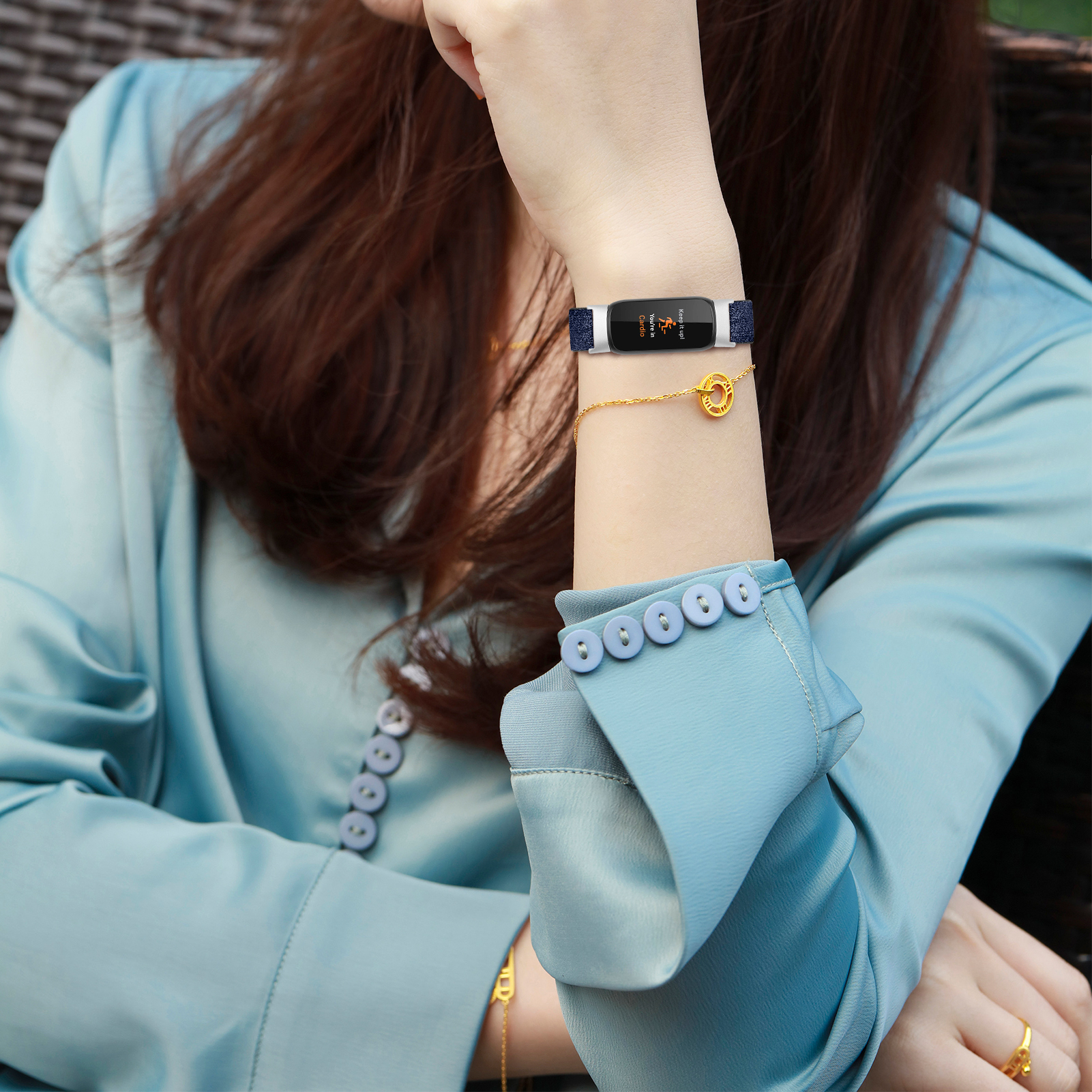 Uhrenarmband Nylon, Ersatzarmband, aus Fitbit, INF inspire3, Blau