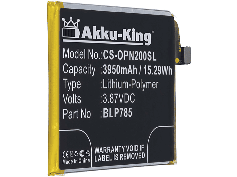 AKKU-KING Akku kompatibel mit Handy-Akku, BLP785 3.87 3950mAh Li-Polymer OnePlus Volt