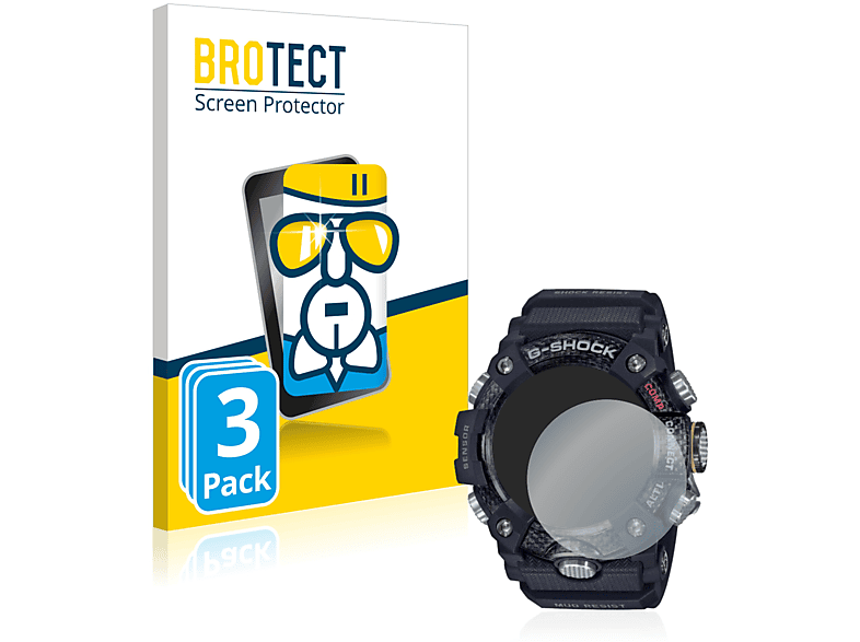 BROTECT 3x Airglass klare Schutzfolie(für Casio G-Shock Mudmaster GG-B100-1AER)