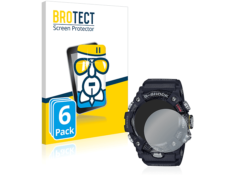 BROTECT 6x Airglass klare Schutzfolie(für Mudmaster Casio G-Shock GG-B100-1AER)