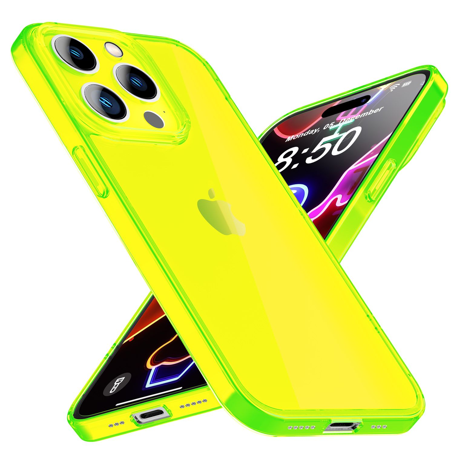 NALIA Klare Backcover, Hülle, Silikon Neon Max, 14 Pro Apple, Gelb iPhone