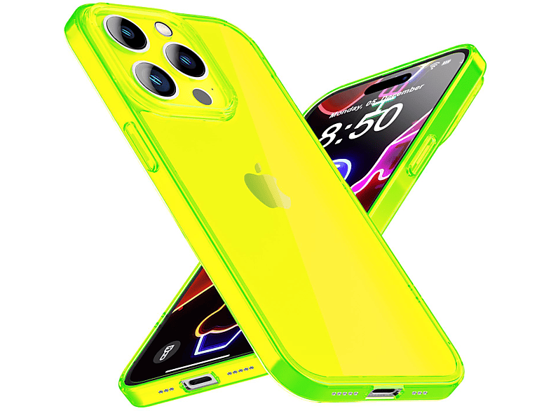 NALIA Klare Hülle, Pro iPhone Max, Apple, Gelb Neon 14 Backcover, Silikon