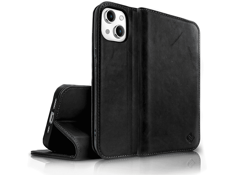 NALIA Echt Leder Flip Case Hülle mit Flip Cover