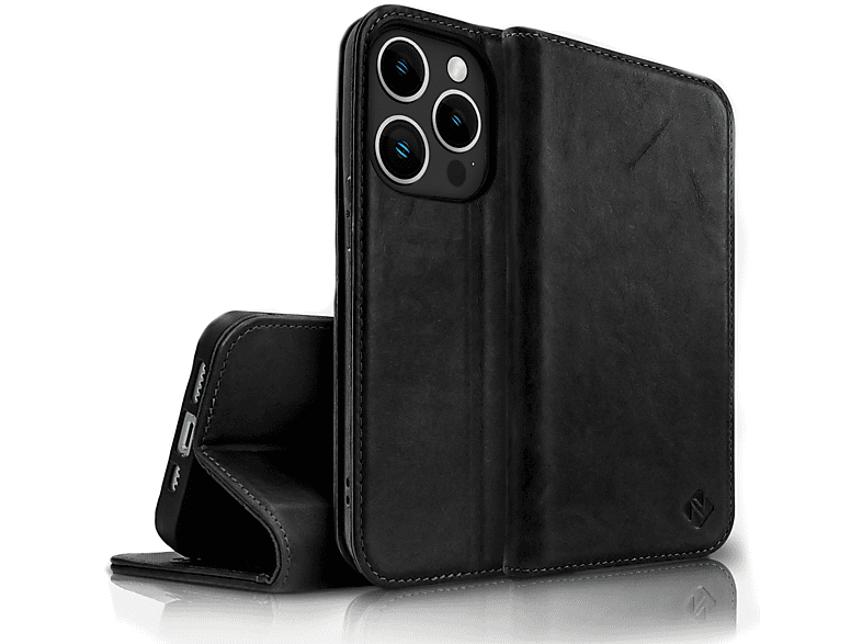 NALIA Echt Leder Flip Case Hülle mit Flip Cover, Apple, iPhone 14 Pro Max