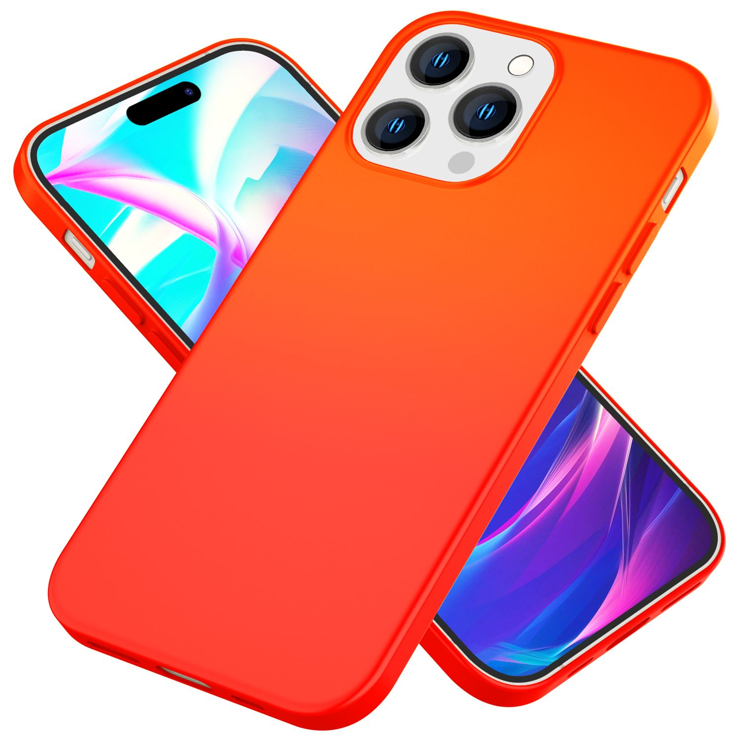 Pro, Apple, Orange Backcover, Hülle, NALIA Neon Silikon 14 iPhone