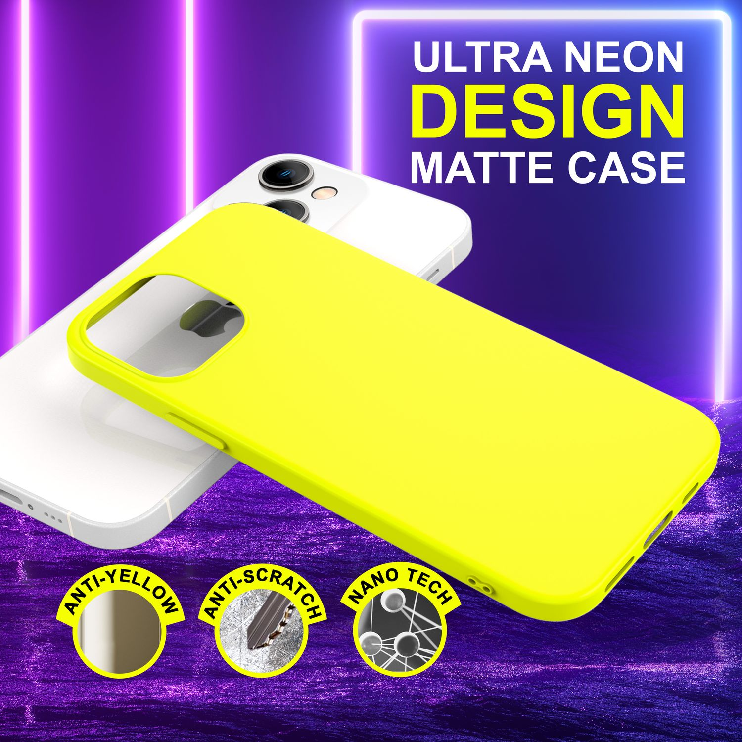 NALIA Neon Silikon iPhone Backcover, 14, Hülle, Gelb Apple