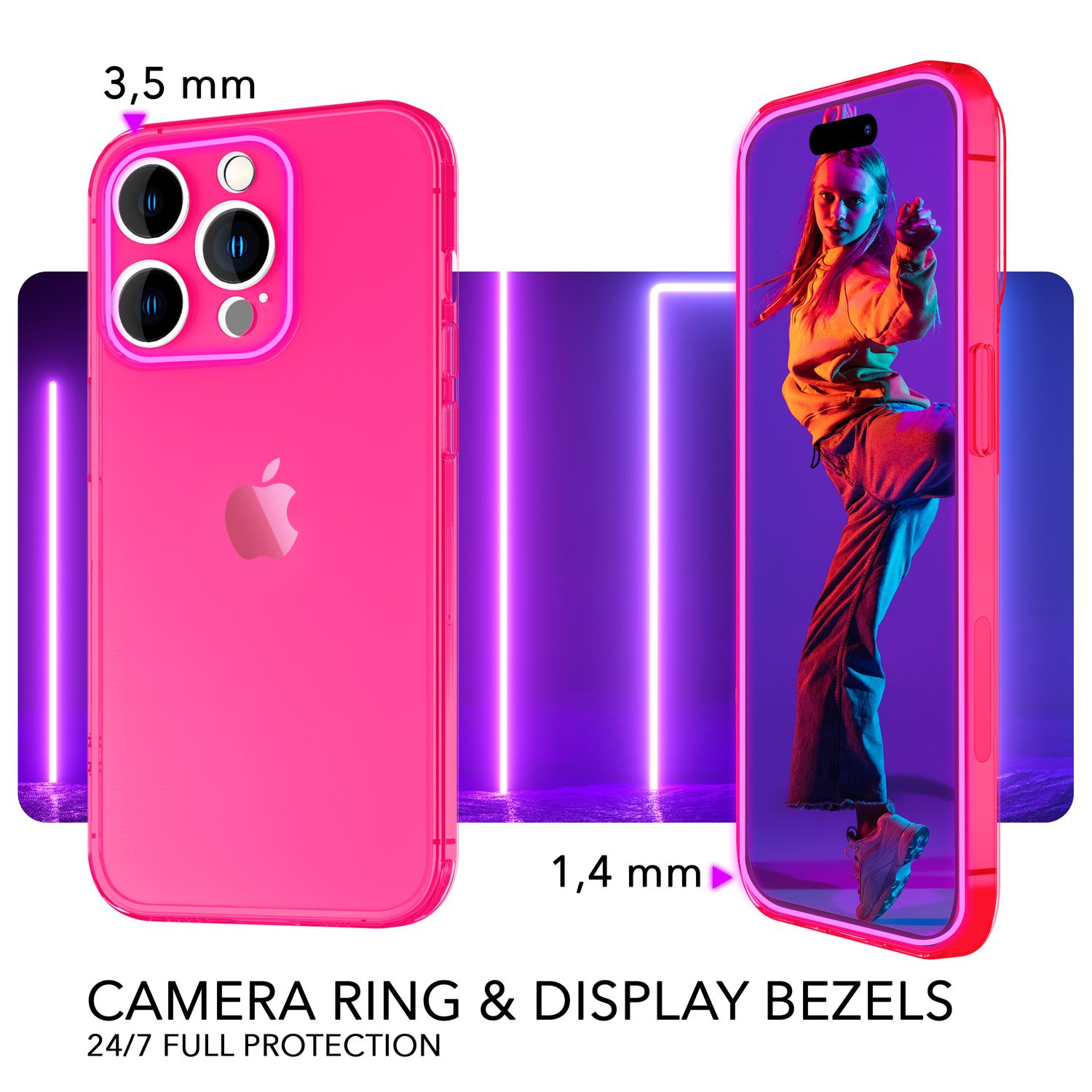 Pink 14 Hülle, Pro Apple, Silikon Klare Neon Max, iPhone NALIA Backcover,
