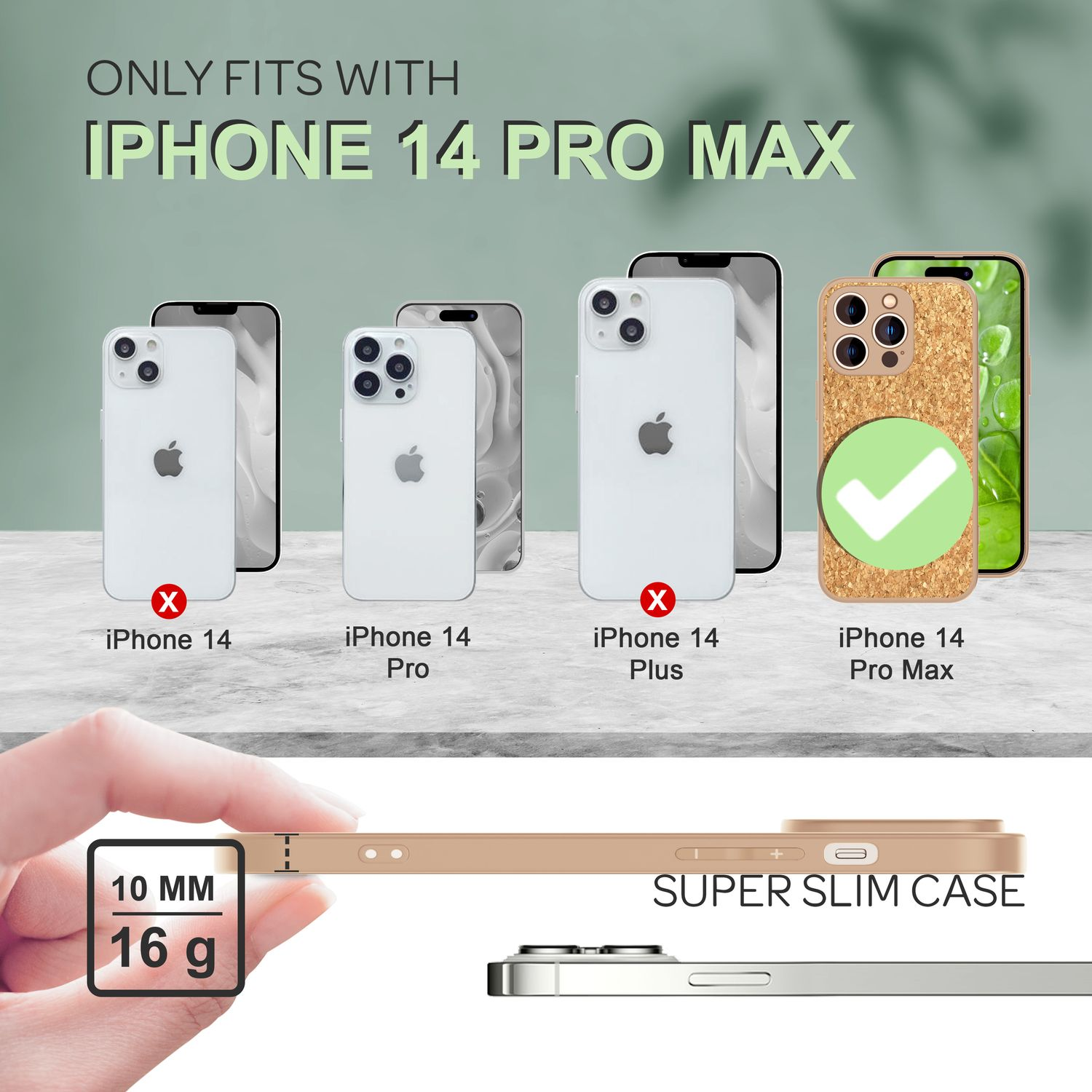 Cuatro iPhones: iPhone 14, Pro, Plus, Pro Max, con una funda.