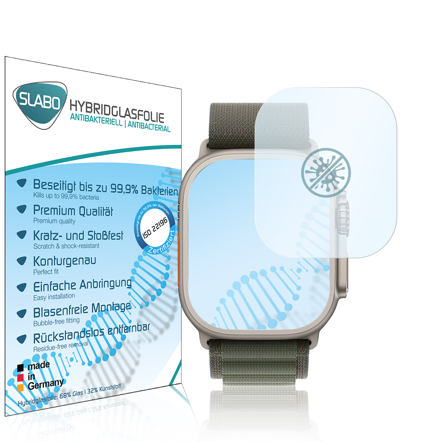 mm)) (49 Ultra Watch Displayschutz(für flexibles antibakteriell SLABO Hybridglas Apple