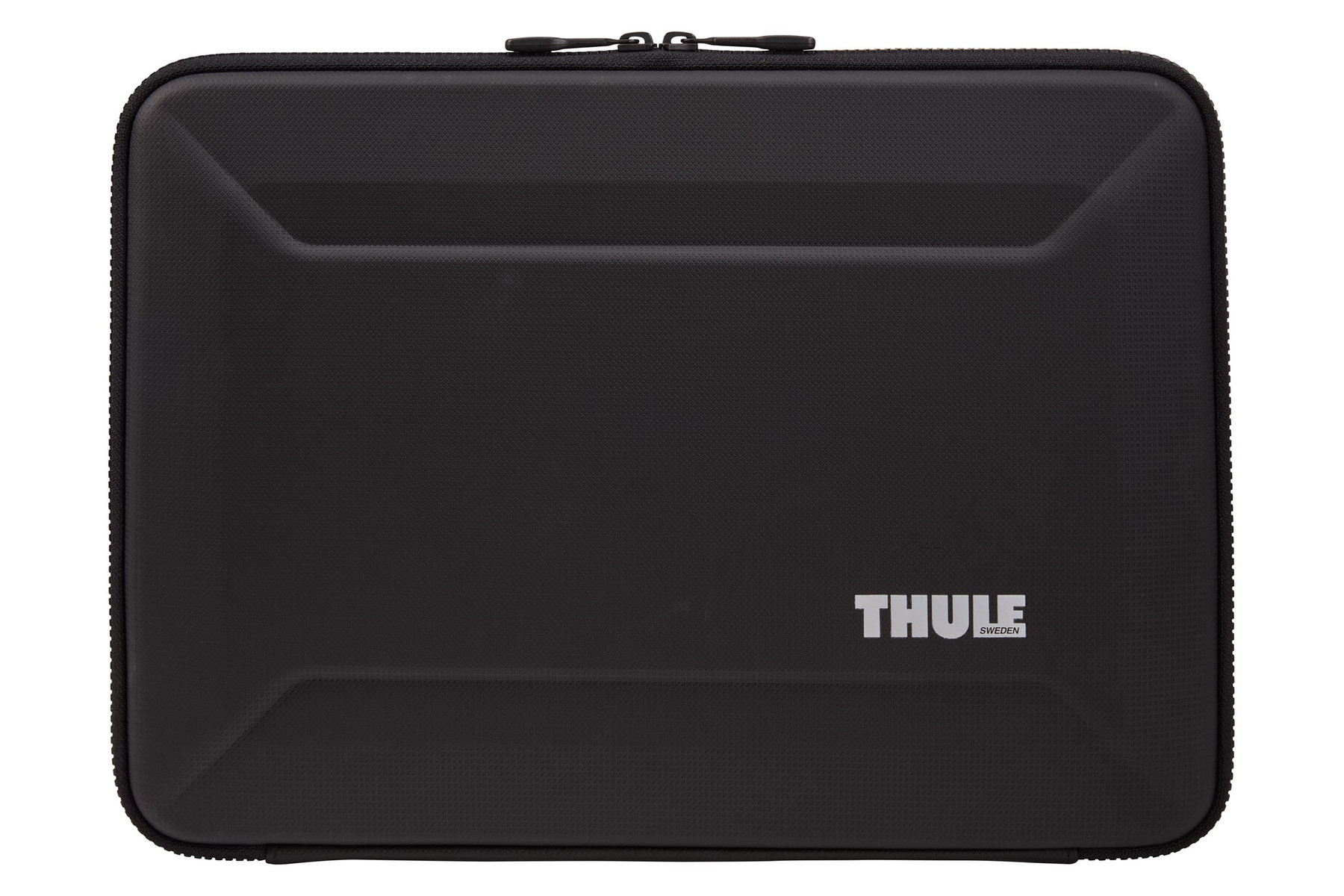 Eine schwarze Laptoptasche mit dem Aufdruck der Marke Thule.