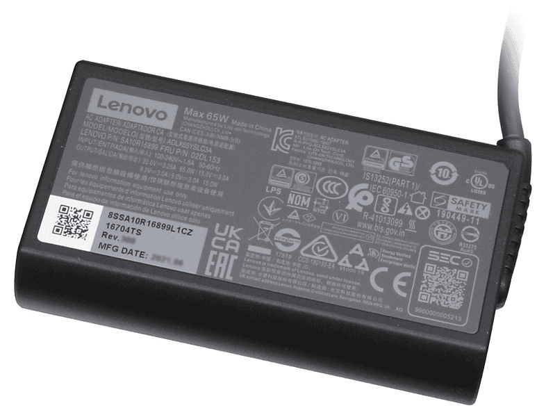 LENOVO 02DL156 abgerundetes USB-C Watt Original Netzteil 65