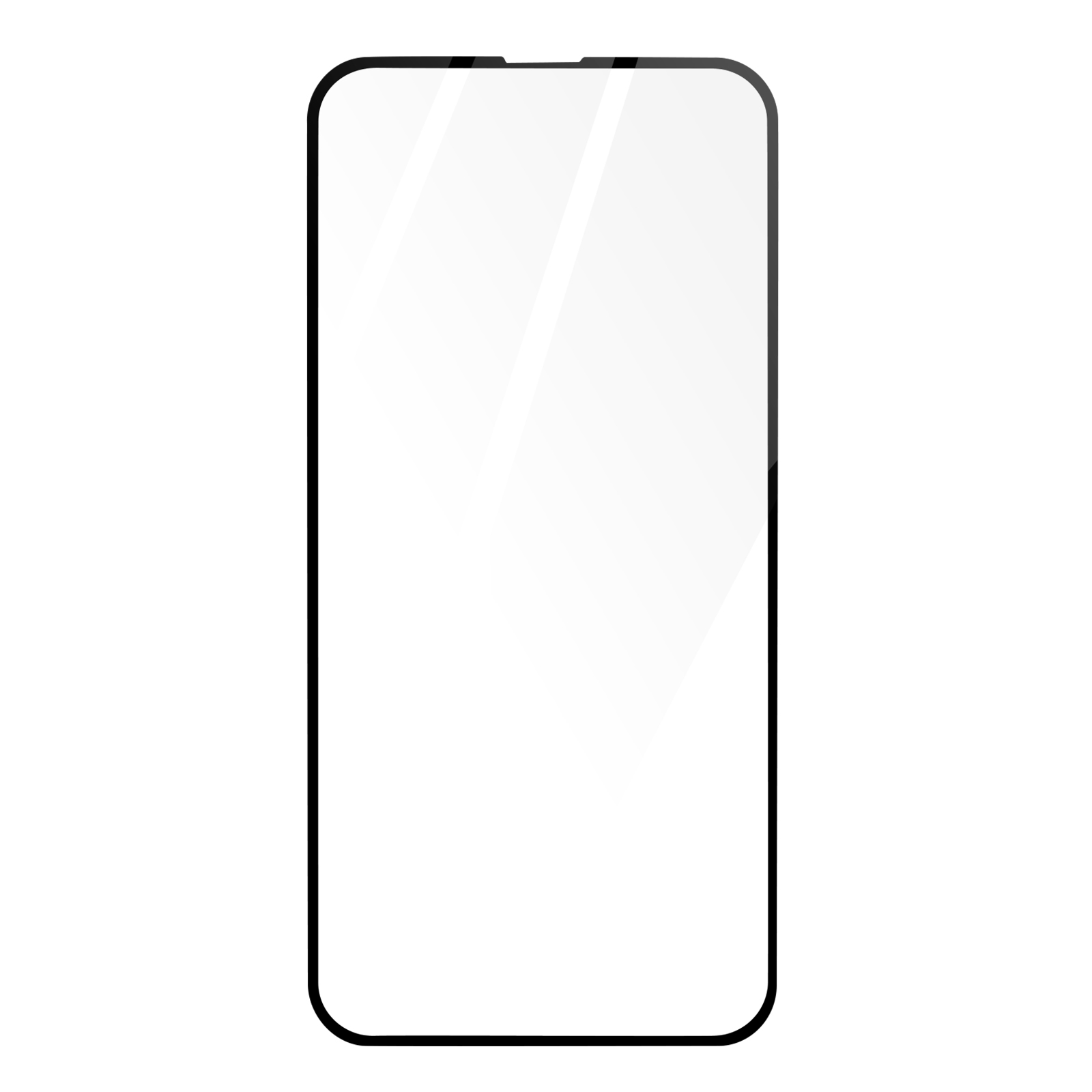 Proteggi schermo per smartphone con cornice nera e schermo bianco.