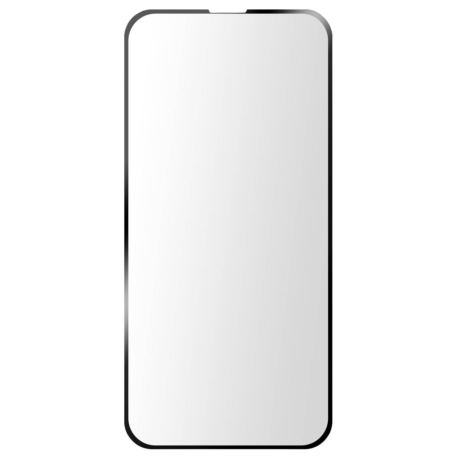 Proteggi schermo per smartphone con cornice nera e schermo bianco.