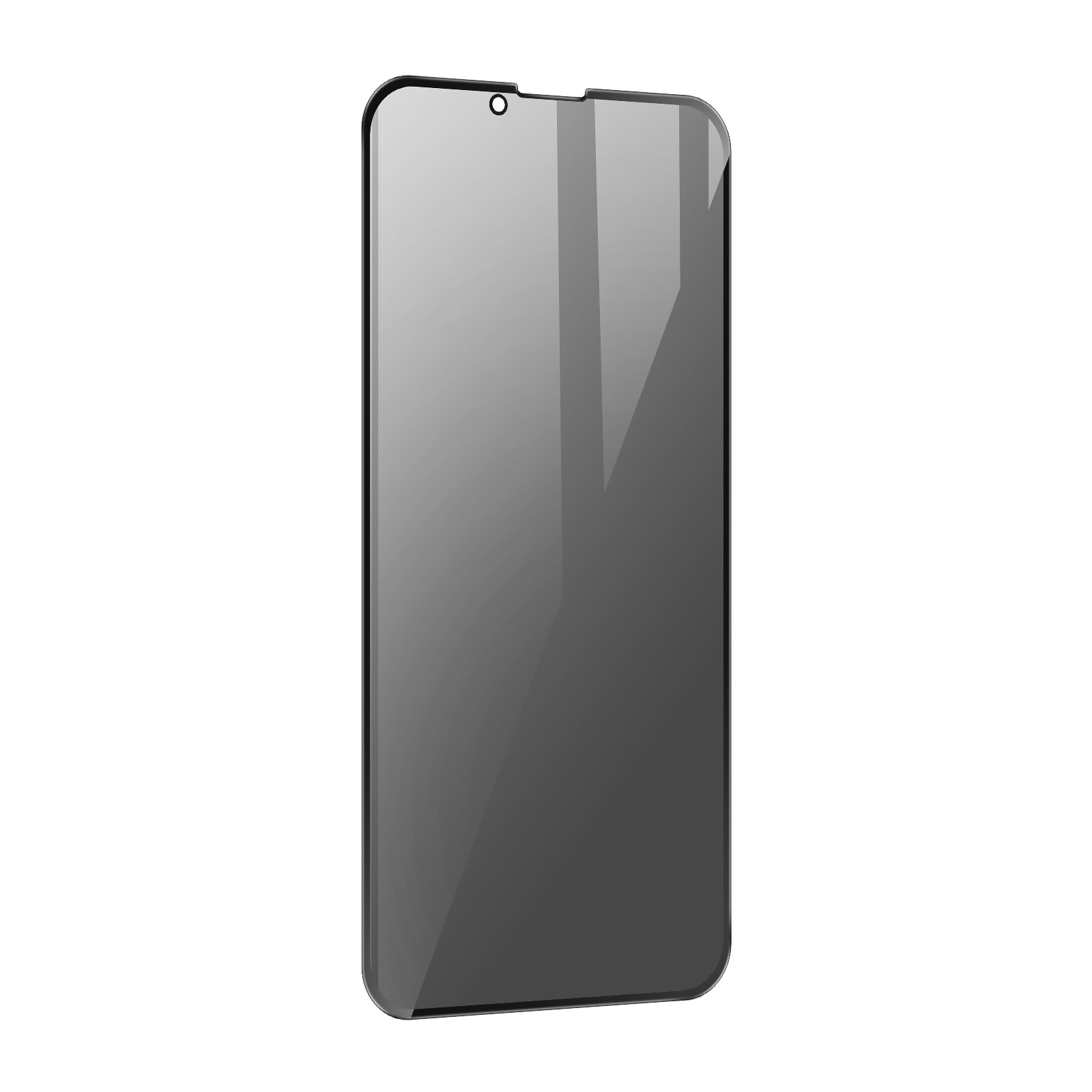 Een transparante schermbeschermer voor een telefoon, op een witte achtergrond.