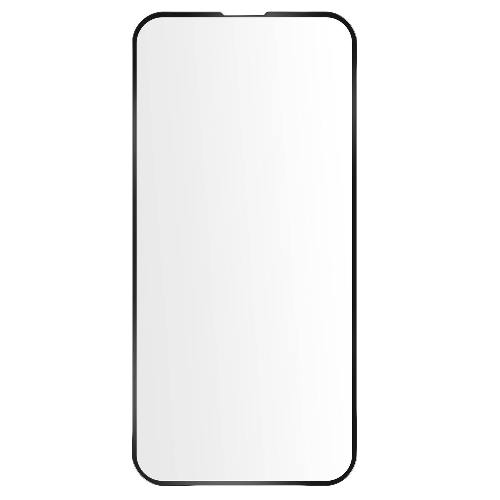 Pellicola protettiva per smartphone, bordo nero, display trasparente.