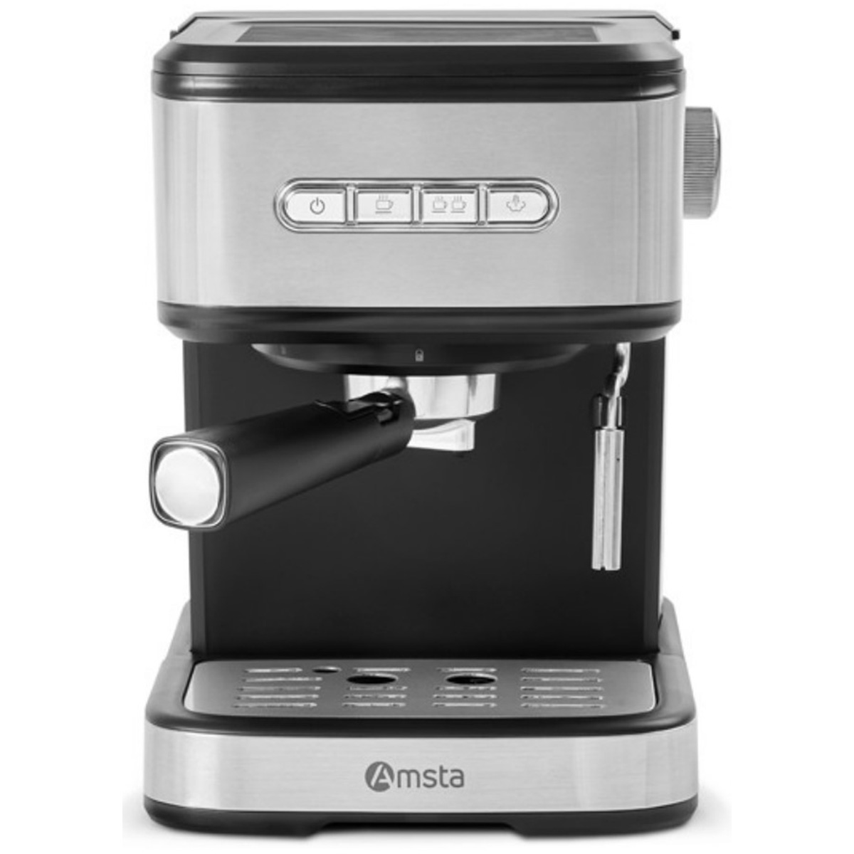 Cafetera espresso - Cafetera Espresso AMCM87257 AMSTA 850 W, 20 Bares, 1,5L, Brazo Doble Salida, Vaporizador,Negro AMSTA, 850 W, Negro