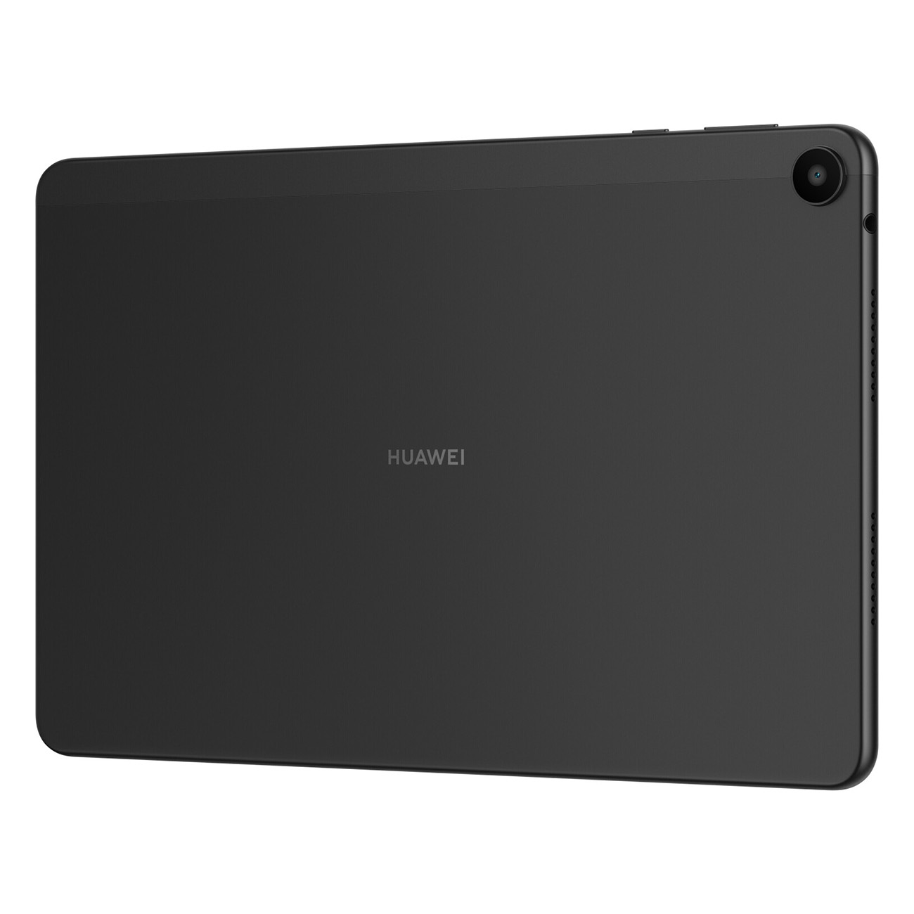 Schwarze Tablet-Rückseite mit 'HUAWEI'-Logo. Kamera oben rechts.