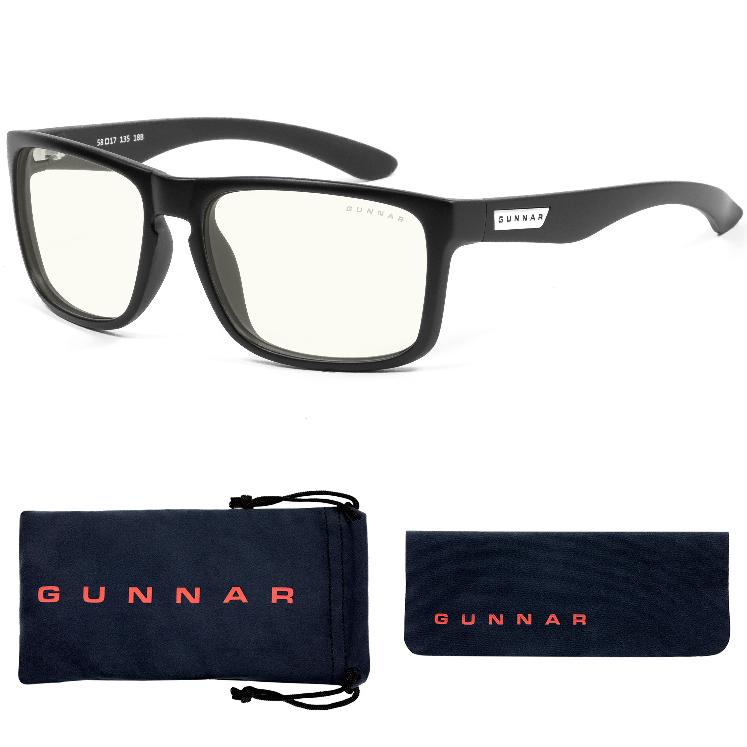 GUNNAR Intercept, Onyx Clear Brille Blaulichtfilter, Premium, Tönung, Rahmen, Gaming UV-Schutz