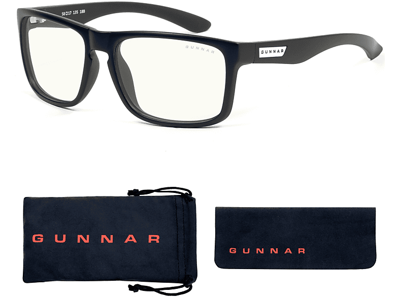 GUNNAR Intercept, Onyx Rahmen, Gaming Brille Blaulichtfilter, UV-Schutz, Premium, Tönung, Clear