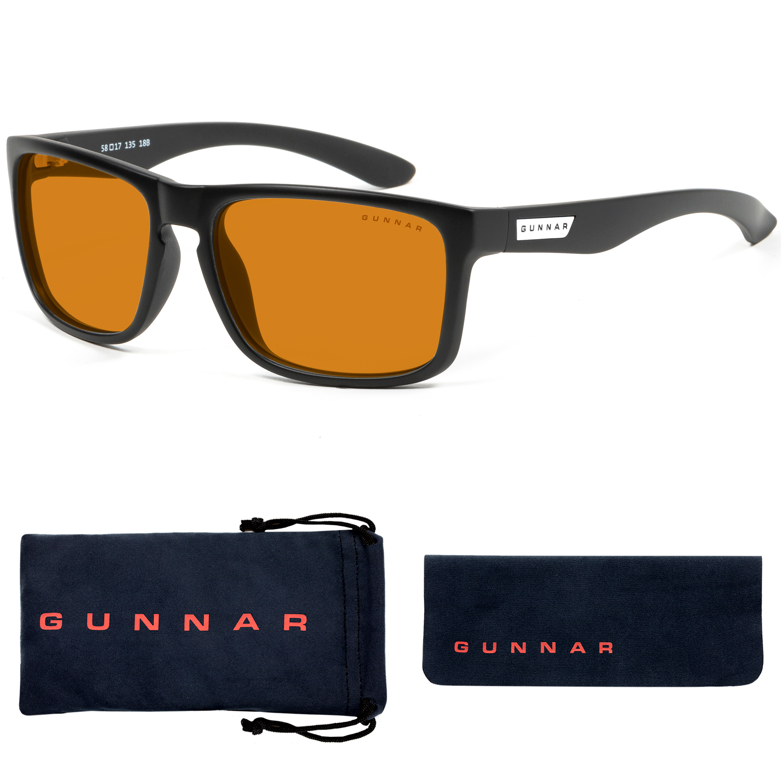 GUNNAR Intercept, Rahmen, Tönung, Onyx Premium, Blaulichtfilter, Brille MAX Gaming UV-Schutz, Amber