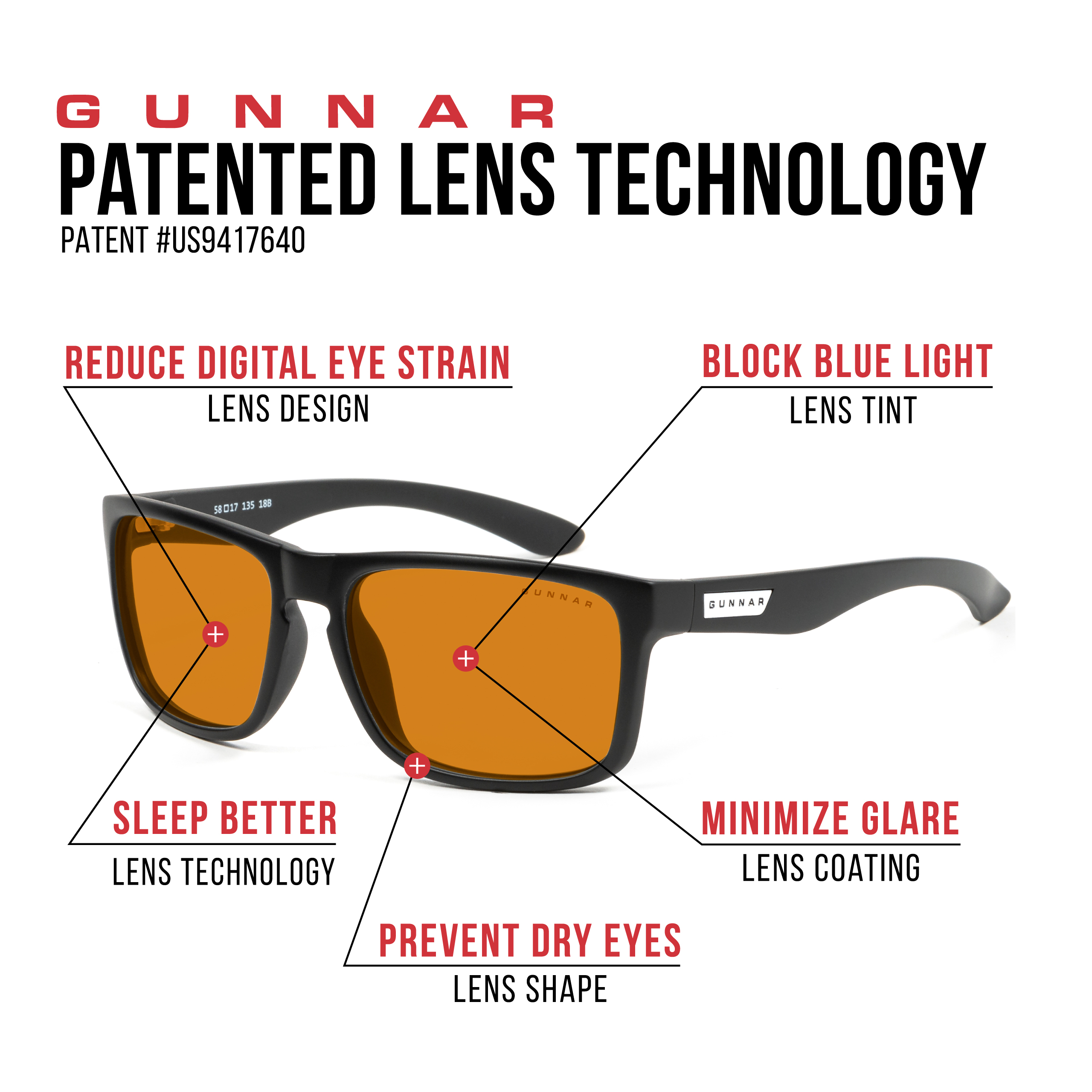GUNNAR Intercept, Rahmen, Tönung, Onyx Premium, Blaulichtfilter, Brille MAX Gaming UV-Schutz, Amber