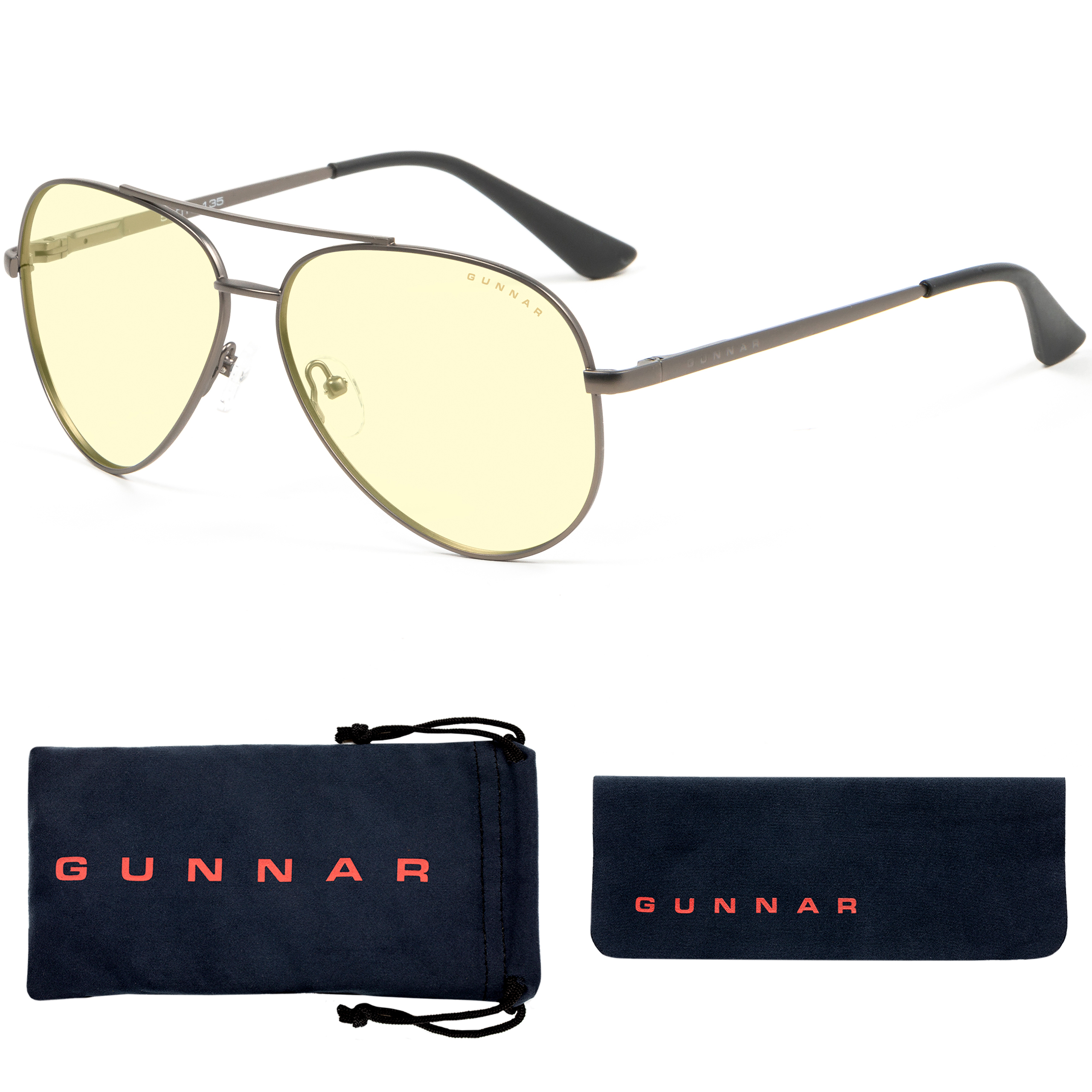 GUNNAR Maverick, Rahmen, Blaulichtfilter, UV-Schutz, Gaming Brille Premium, Gunmetal Amber Tönung
