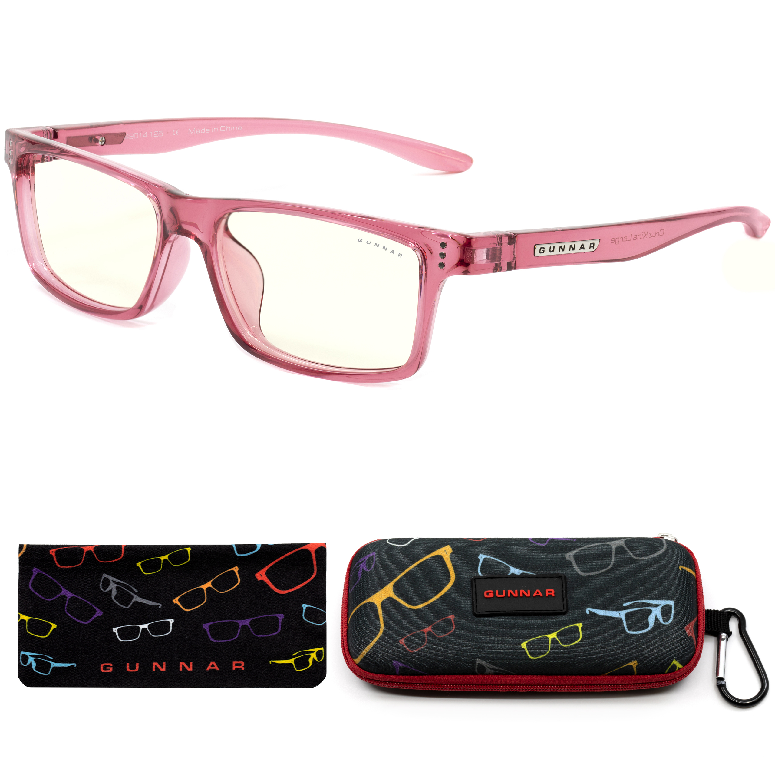 Clear (age - GUNNAR Premium, Pink Gaming Tönung, UV-Schutz, Kids - 8-12) Cruz Rahmen, Kids Blaulichtfilter, Large Brille
