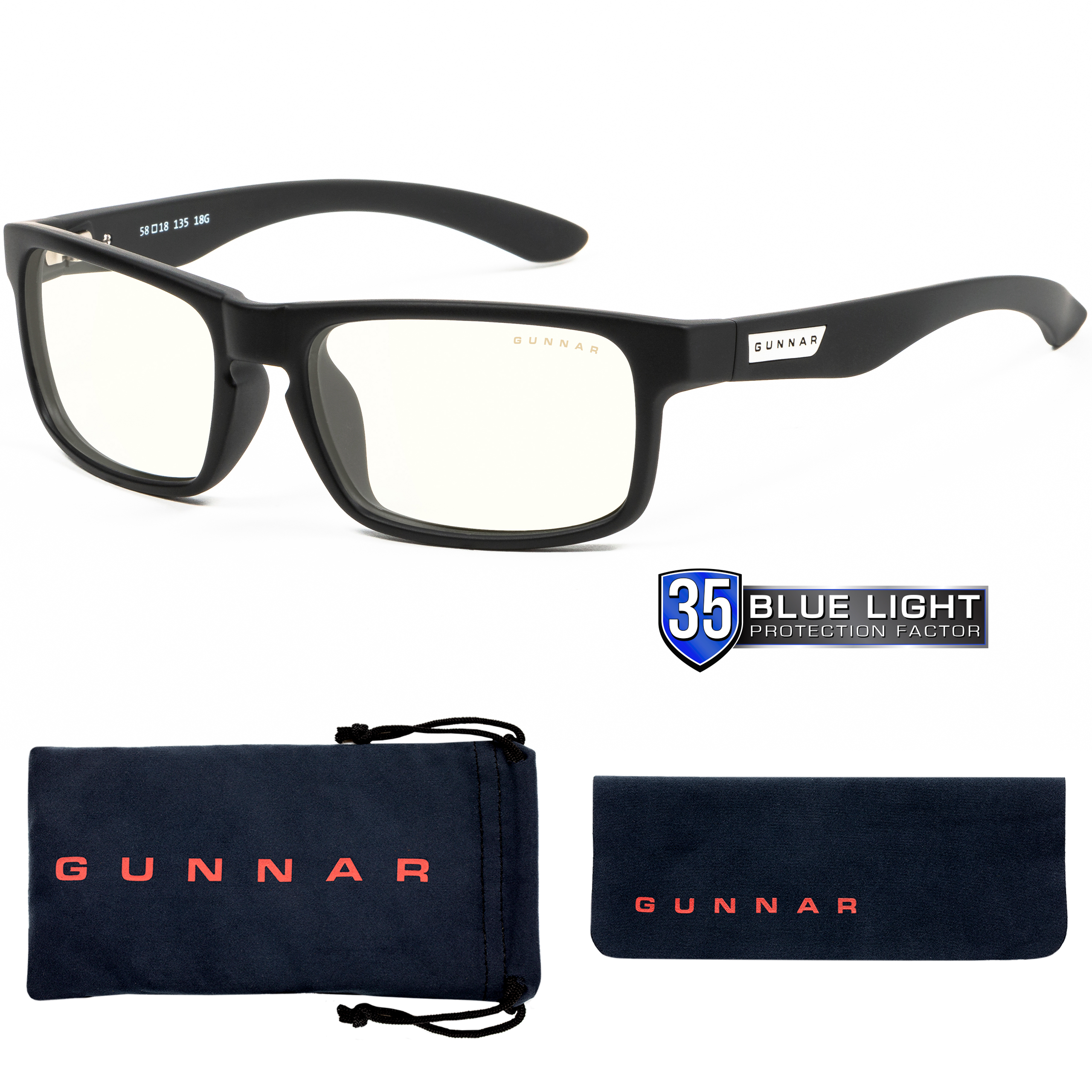 GUNNAR Enigma, Onyx Rahmen, Clear Gaming UV-Schutz, Premium, Tönung, Blaulichtfilter, Brille
