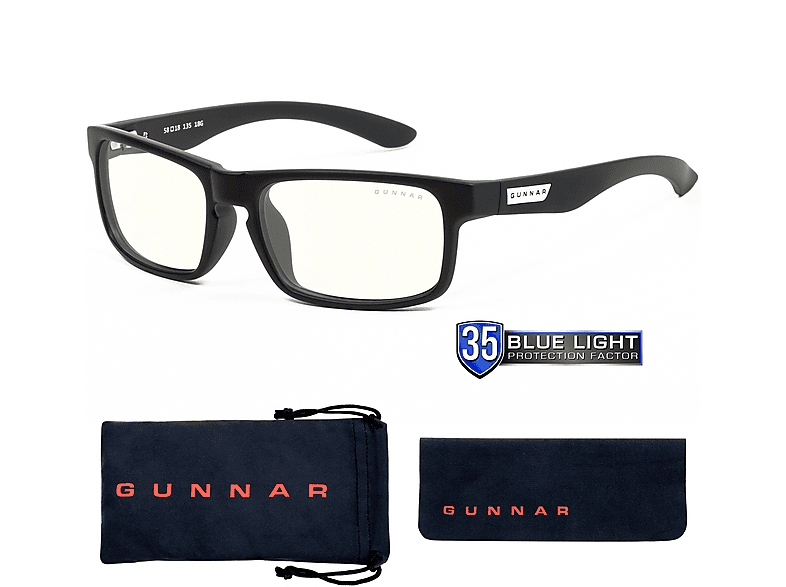 GUNNAR Enigma, Onyx Rahmen, Clear Tönung, Premium, Blaulichtfilter, UV-Schutz, Gaming Brille