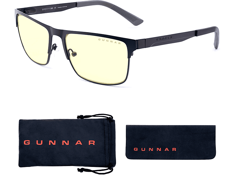 GUNNAR Pendleton, Slate Rahmen, Amber Tönung, Premium, Blaulichtfilter, UV-Schutz, Gaming Brille | Brillen