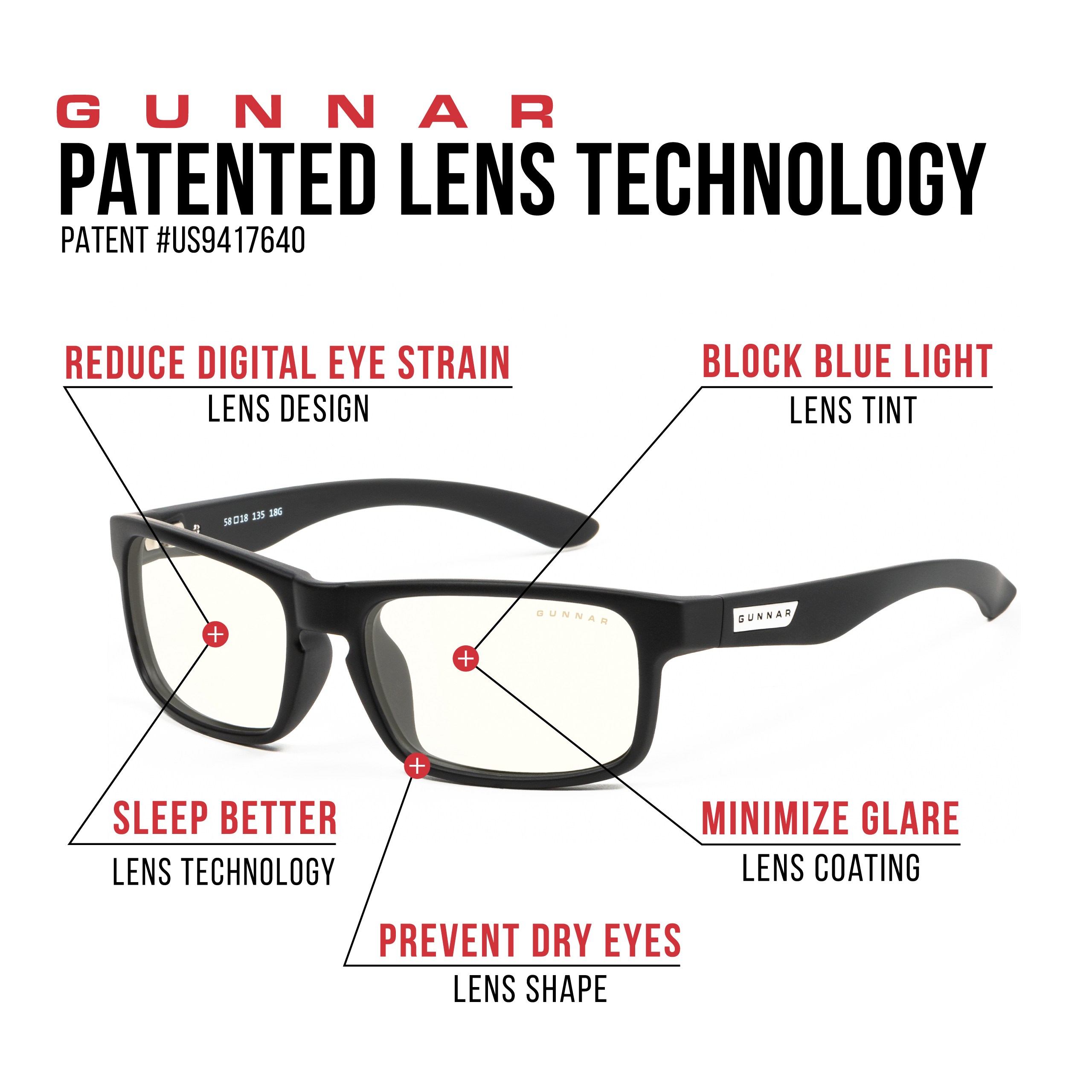 GUNNAR Enigma, Onyx Rahmen, Clear Premium, Tönung, UV-Schutz, Blaulichtfilter, Brille Gaming