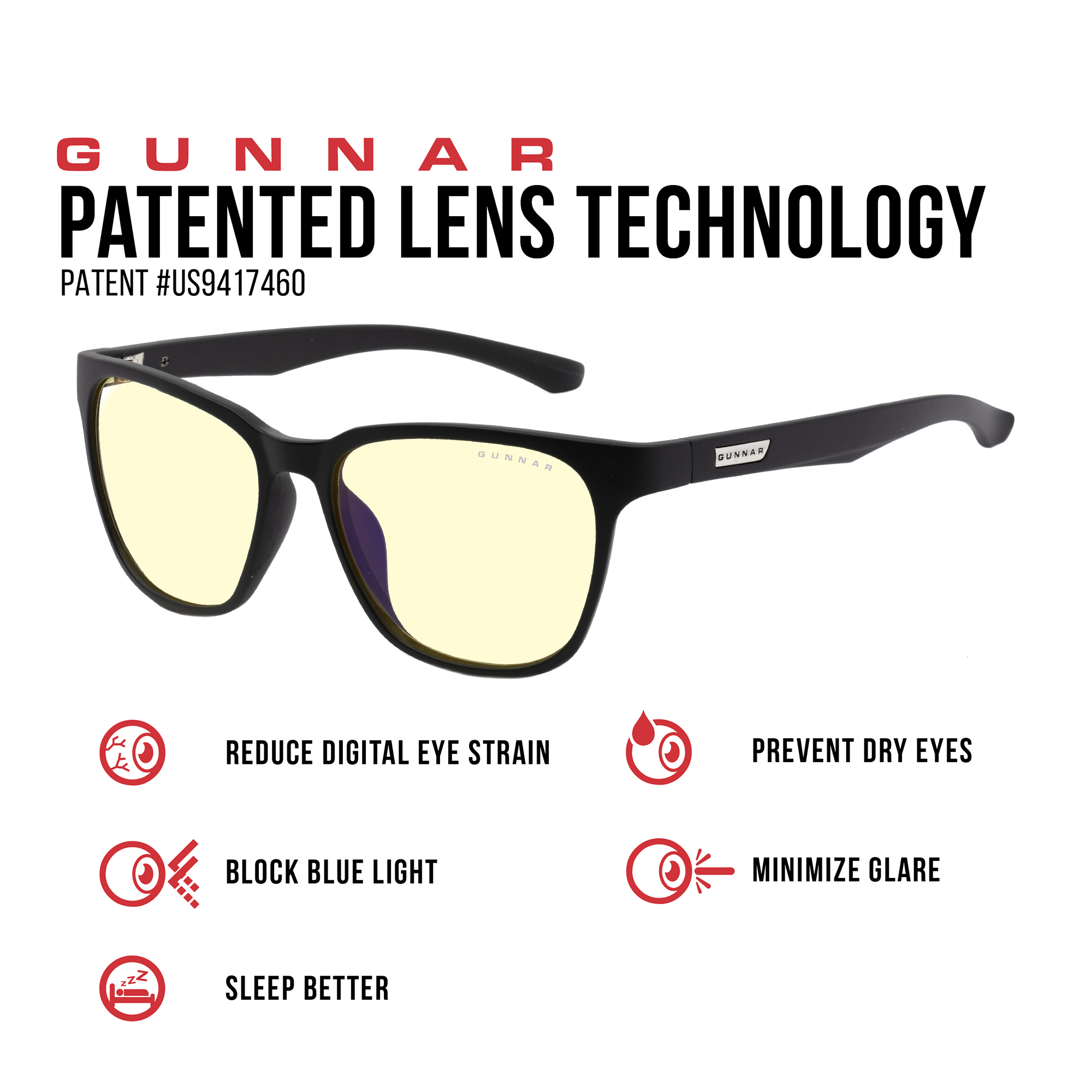 GUNNAR Berkeley, Onyx/Fade Rahmen, Tönung, Brille UV-Schutz, Premium, Amber Blaulichtfilter, Gaming
