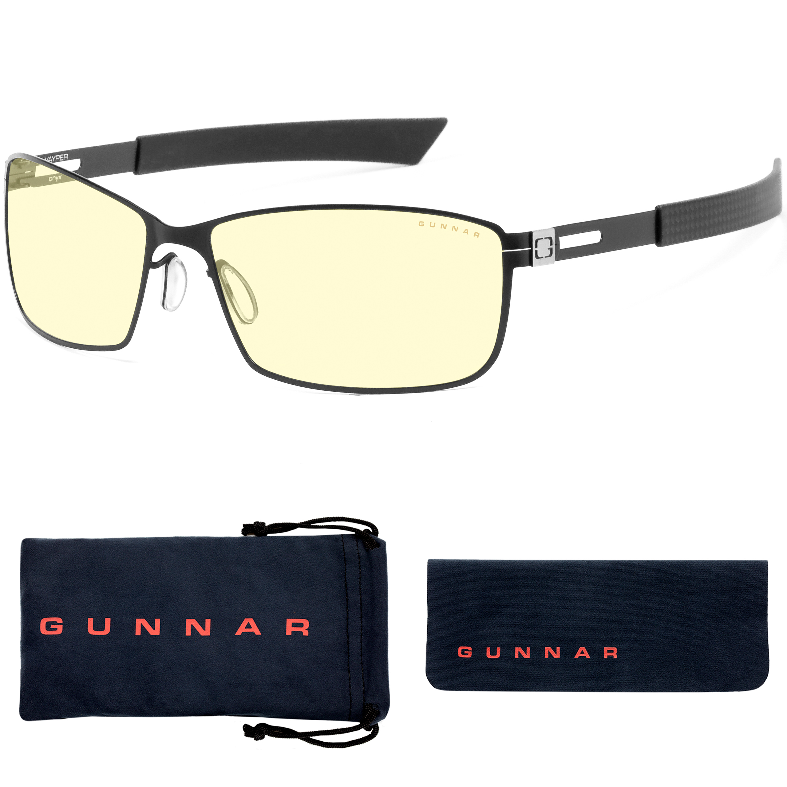 GUNNAR Vayper, Tönung, Onyx Rahmen, Brille Gaming UV-Schutz, Premium, Amber Blaulichtfilter