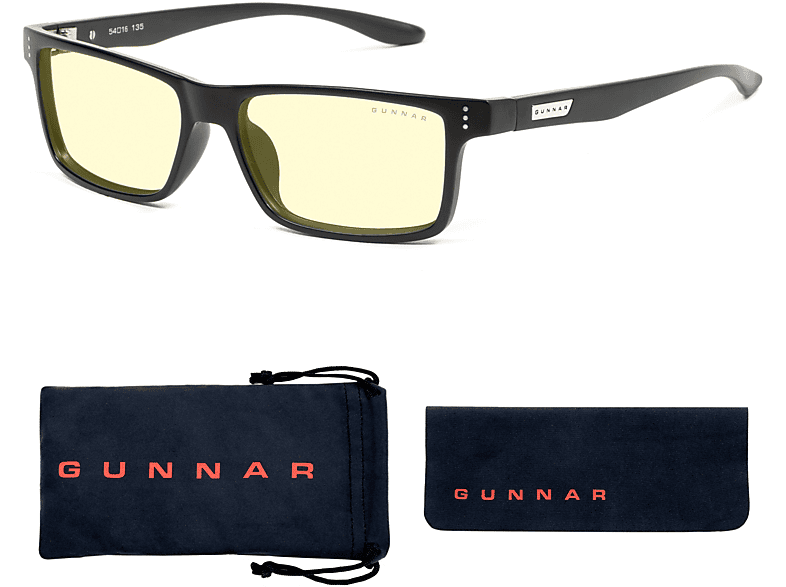 GUNNAR Vertex, Onyx Rahmen, Amber Brille Tönung, Blaulichtfilter, Gaming Premium, UV-Schutz