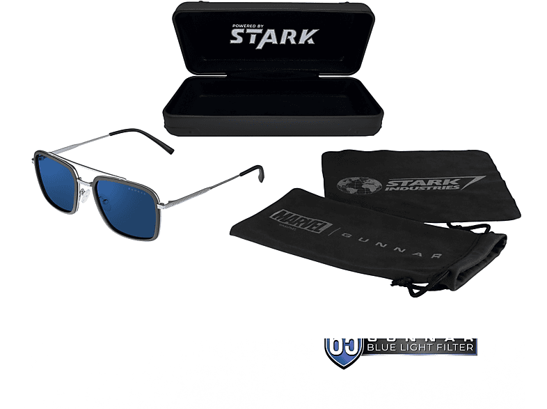 GUNNAR Stark Blaulicht (blockt Edition |Edelstahlrahmen, Gaming 100% 65% Tönung Brille Sun UV-Licht), & Brille Industries