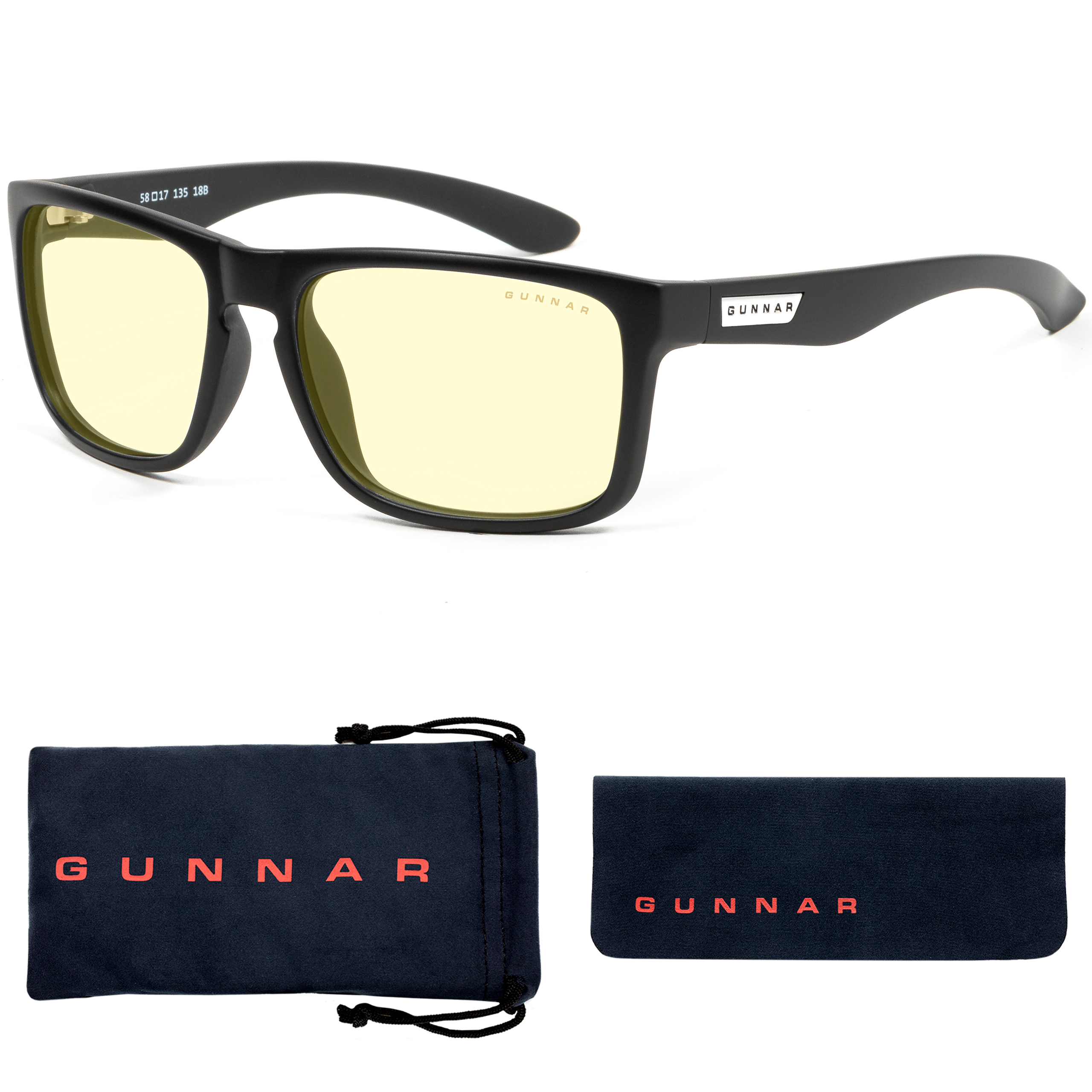 GUNNAR Intercept, Onyx Rahmen, Brille Amber Gaming Tönung- + Blaulichtfilter, 2.0, UV-Schutz, Stärke Premium