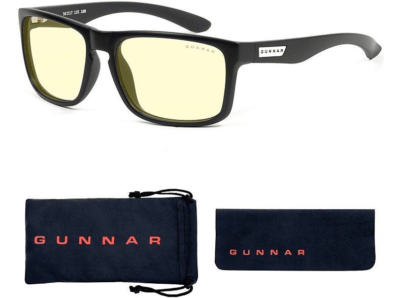 GUNNAR Intercept, Onyx Rahmen, Amber Tönung- Stärke + 2.5, Premium, Blaulichtfilter, UV-Schutz, Gaming Brille