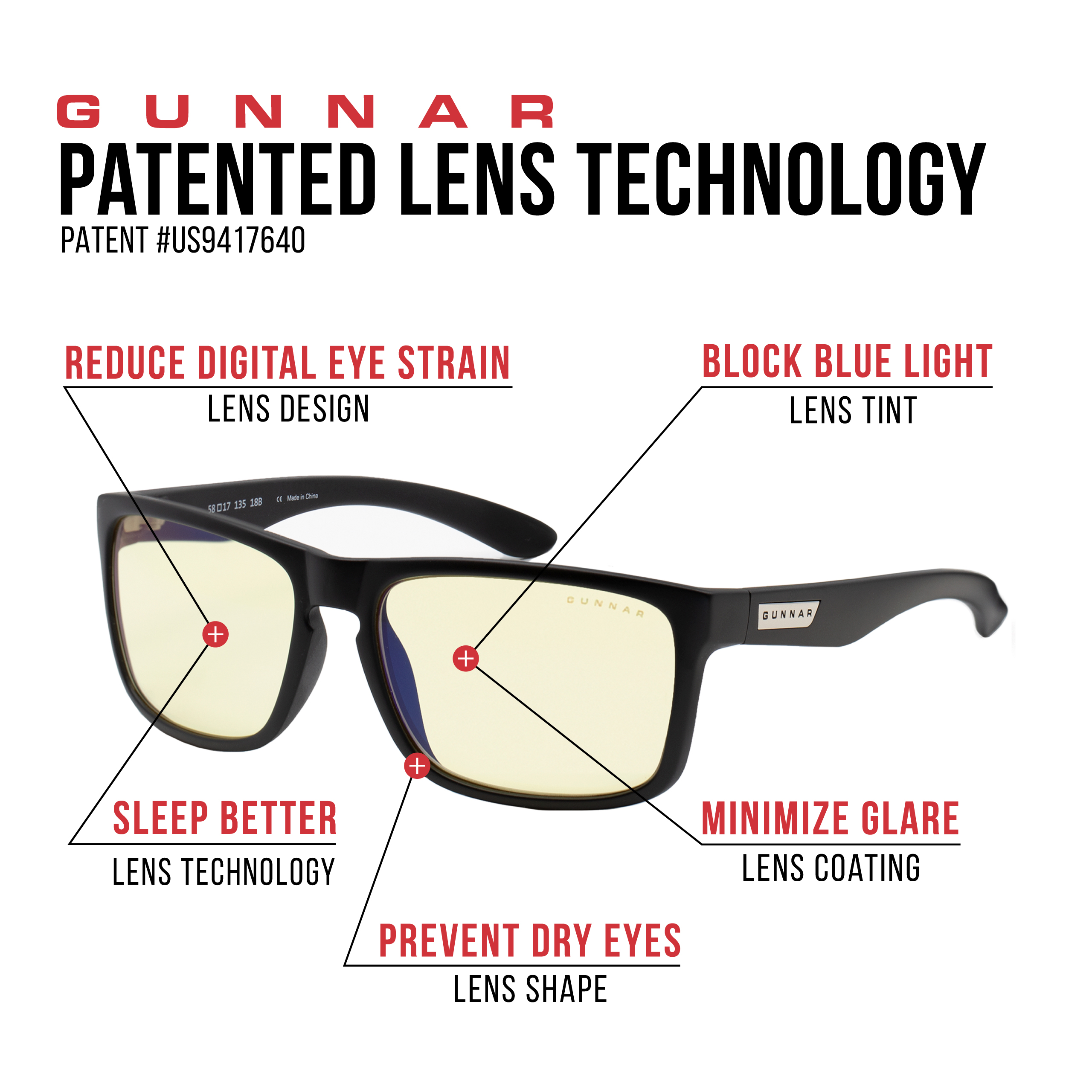 Gaming + Onyx GUNNAR Intercept, Stärke 2.5, Brille Tönung- UV-Schutz, Premium, Rahmen, Amber Blaulichtfilter,