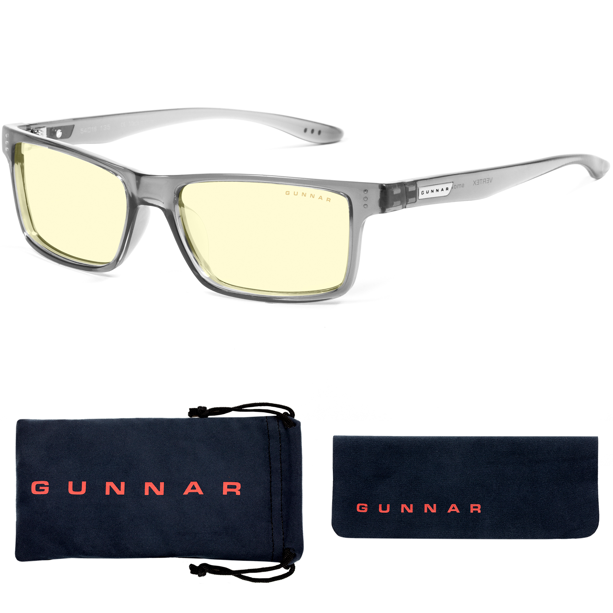 GUNNAR Vertex, Smoke Rahmen, Tönung Gaming 65% & Blaulicht Brille (Blockiert 100% UV-Licht), Amber