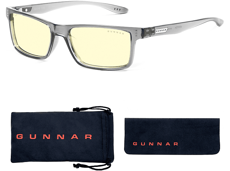GUNNAR Vertex, Smoke Rahmen, Tönung Gaming 65% & Blaulicht Brille (Blockiert 100% UV-Licht), Amber