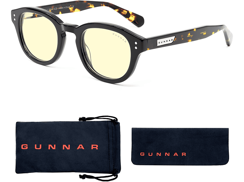 GUNNAR Emery Onyx/Jasper Rahmen, Amber Tönung, Premium, Blaulichtfilter, UV-Schutz, Gaming Brille